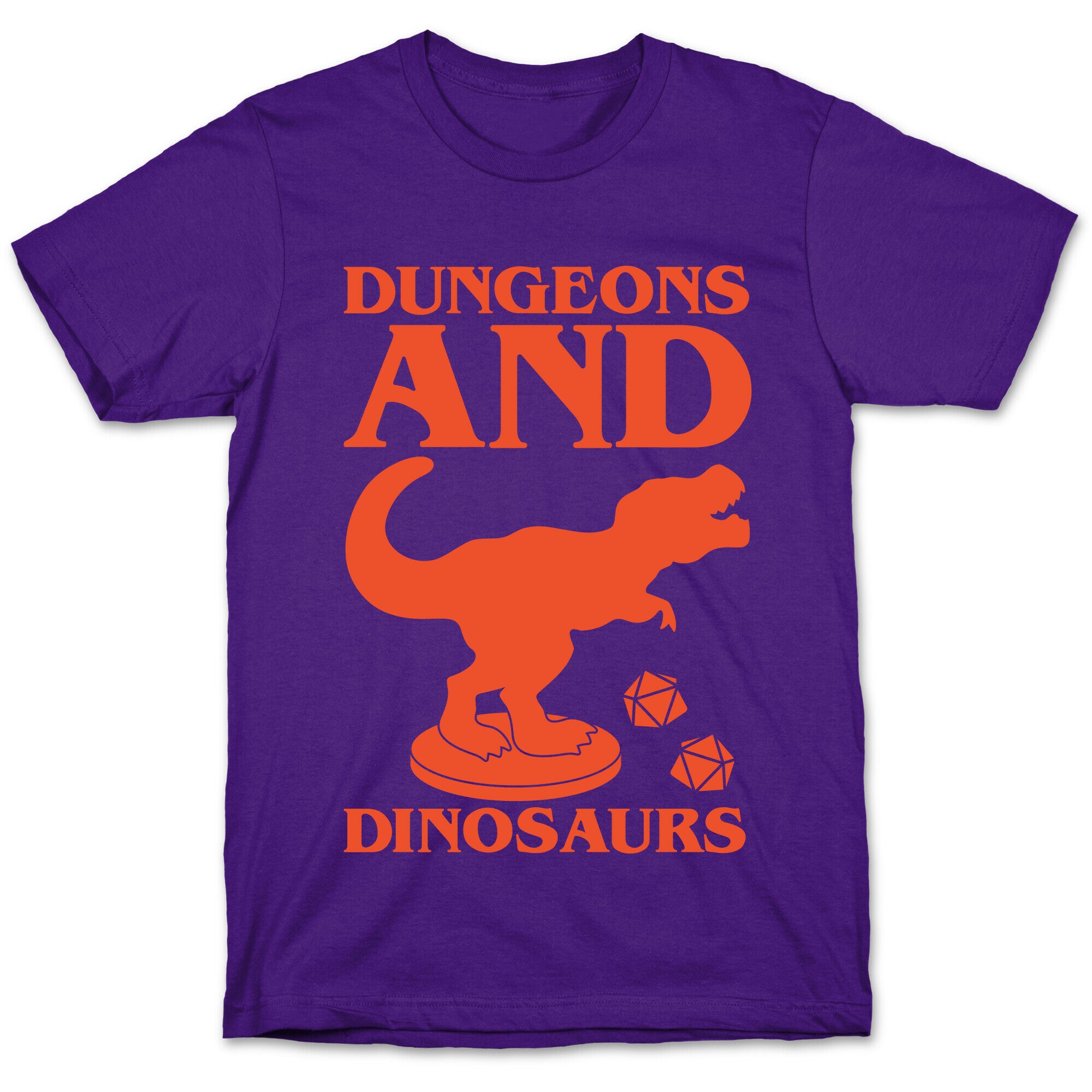 Dungeons and Dinosaurs Parody White Print T-Shirt